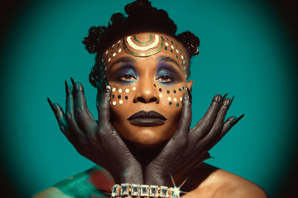 Broadway legend and Hollywood superstar, Billy Porter, in theatrical makeup.