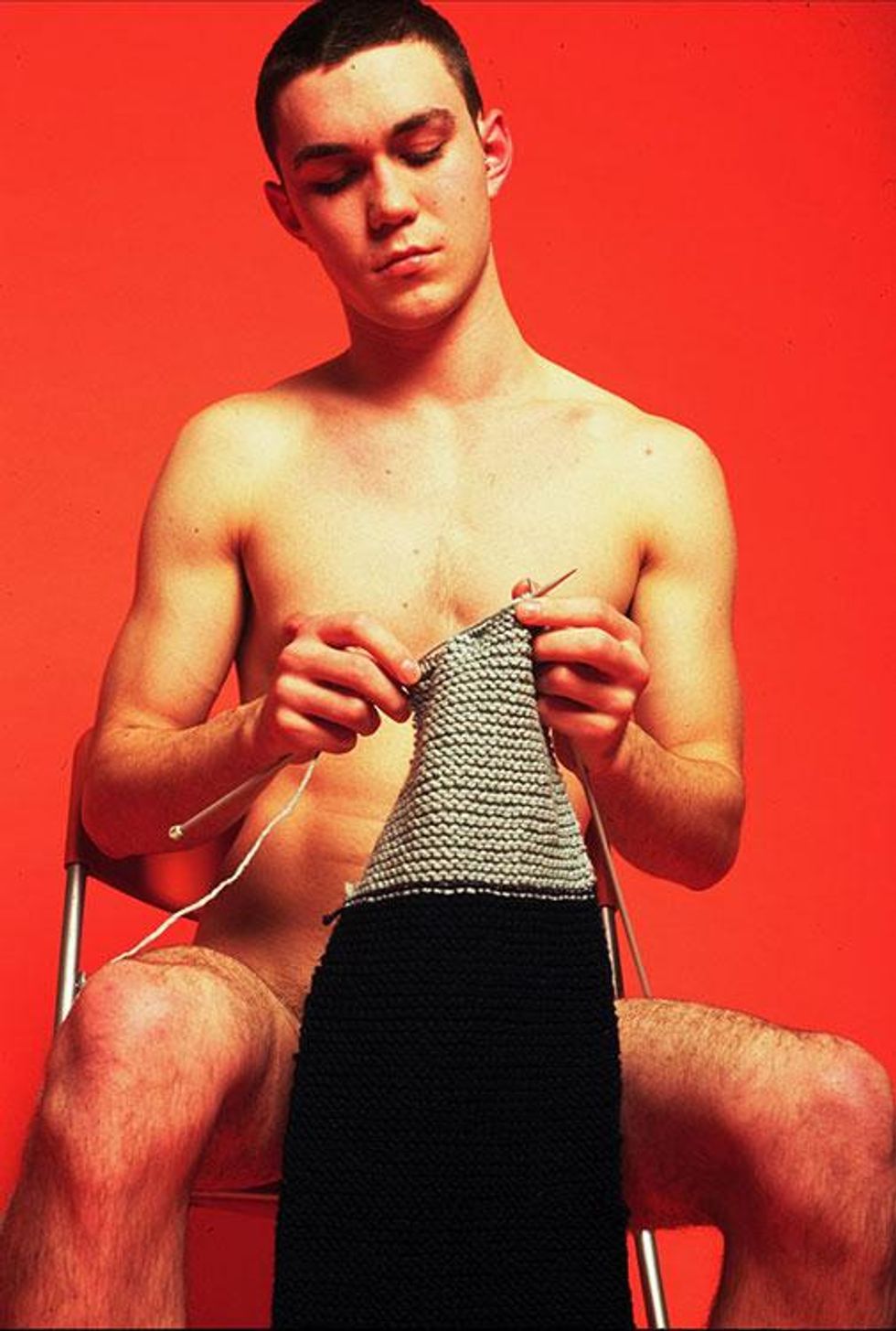 Bruce LaBruce, Naked Boy Knitting, 2002, courtesy of the artist and Tom of Finland Store
