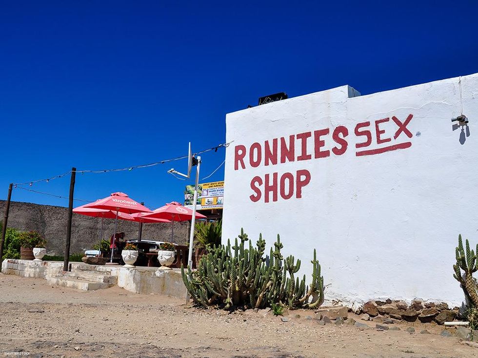 building side with cactus