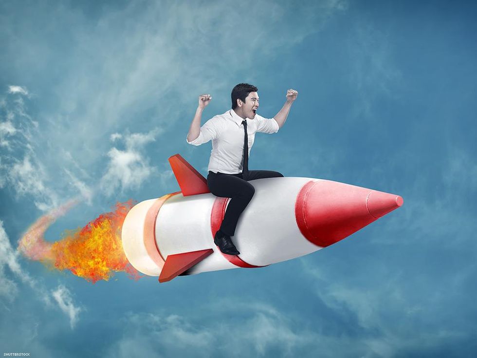 business man on a rocket