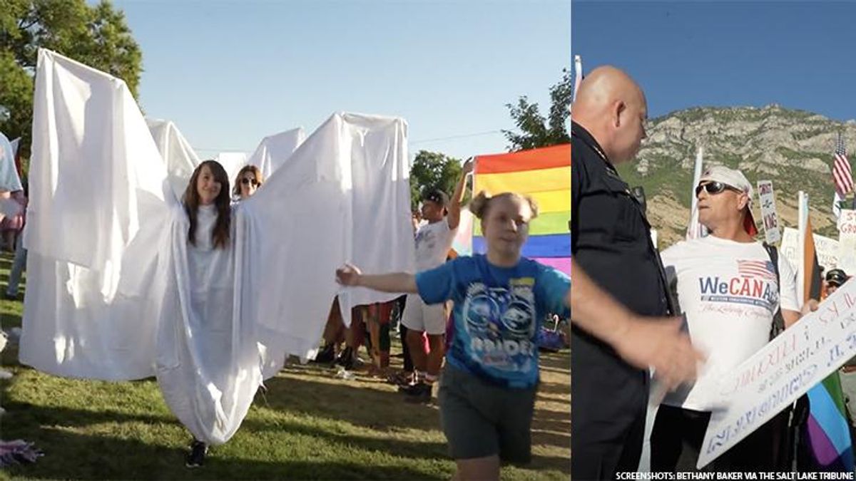 BYU Angels protecting LGBTQ+ community from protesters