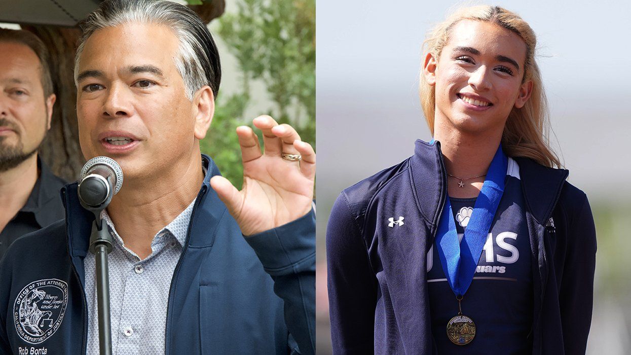 California Attorney General Rob Bonta and Transgender athlete AB Hernandez of Jurupa Valley