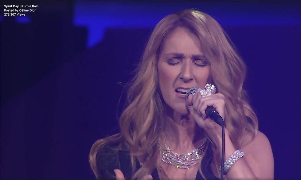 Celine again, drenched in purple.