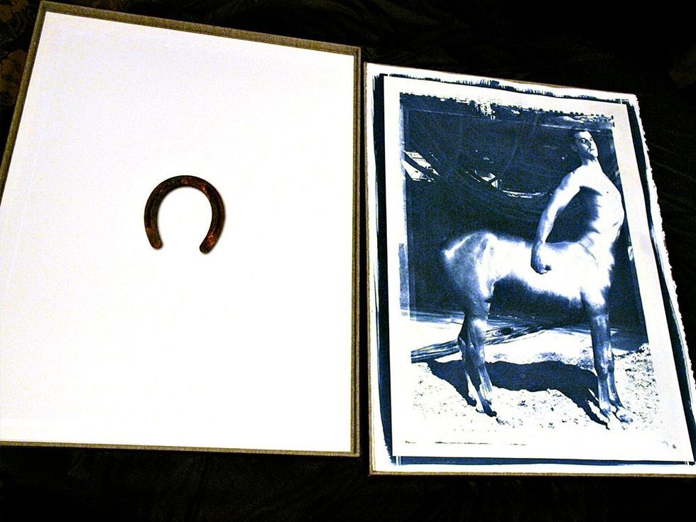 "Centauromachy", 2011, artist\u2019s book box with 6 cyanotypes on Arches watercolor paper, edition of 6, 56 x 76 cm