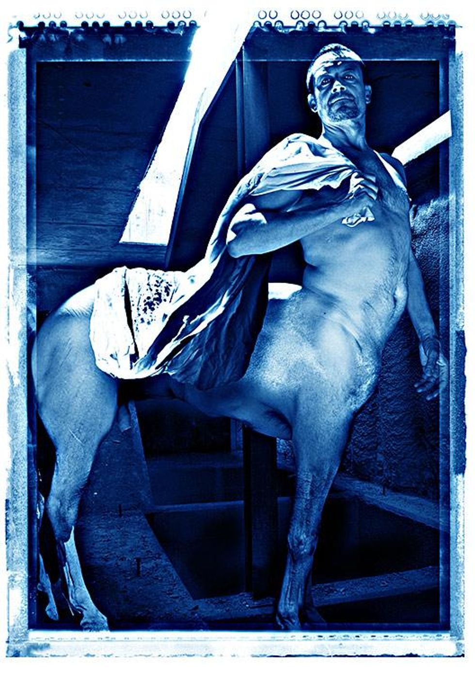 "Centauromachy (Nessus)", 2011, Cyanotype on Arches watercolor paper, 56 x 76 cm