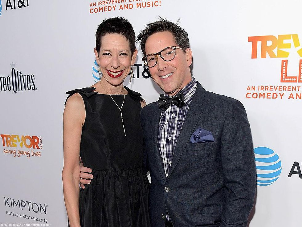 CEO of The Trevor Project Abbe Land (L) and actor Dan Bucatinsky