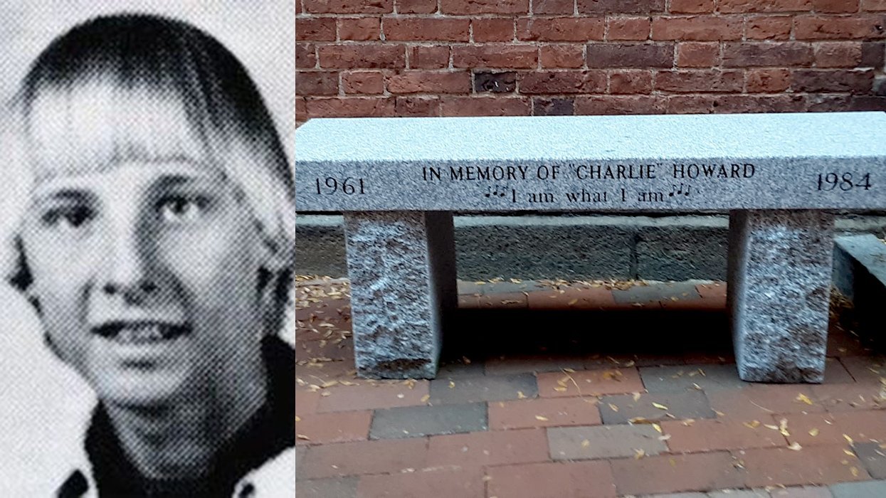 Charlie Howard memorial bench Commercial Alley Portsmouth Maine
