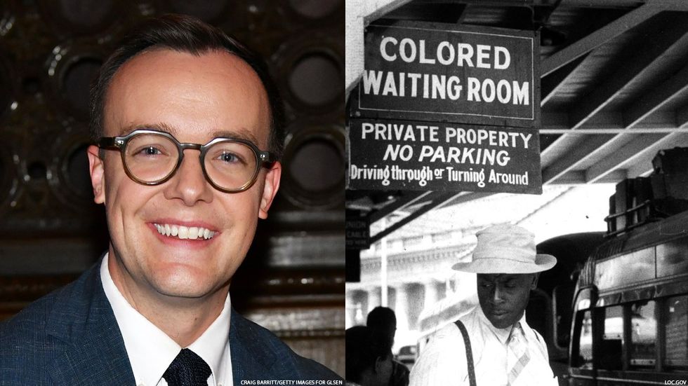 Chasten Buttigieg and a sign from the period of segregation