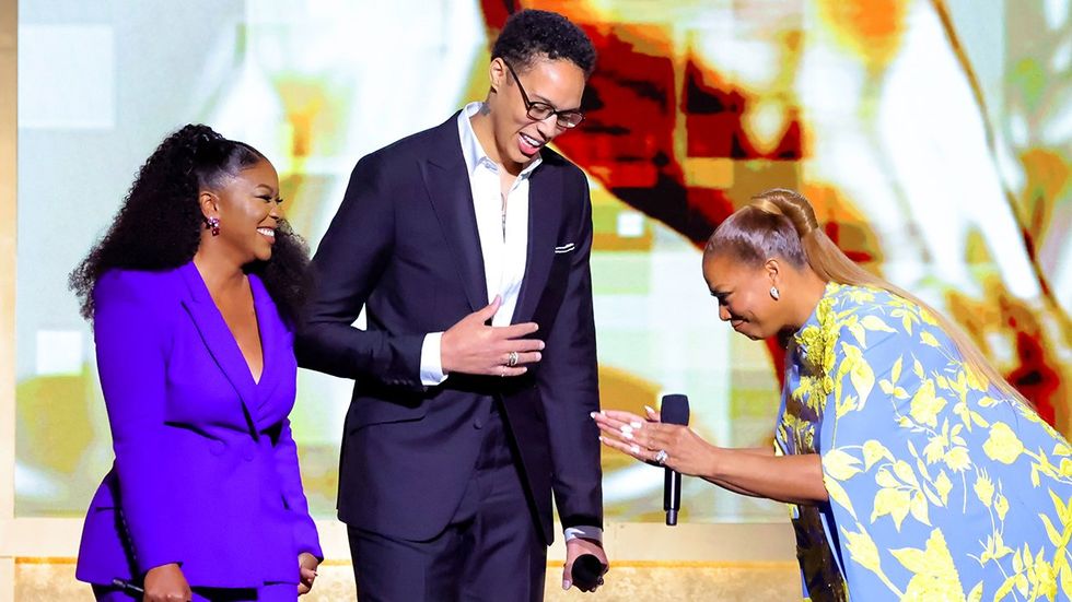 Cherelle wife Brittney Griner host Queen Latifah speak onstage 54th NAACP Image Awards 2023