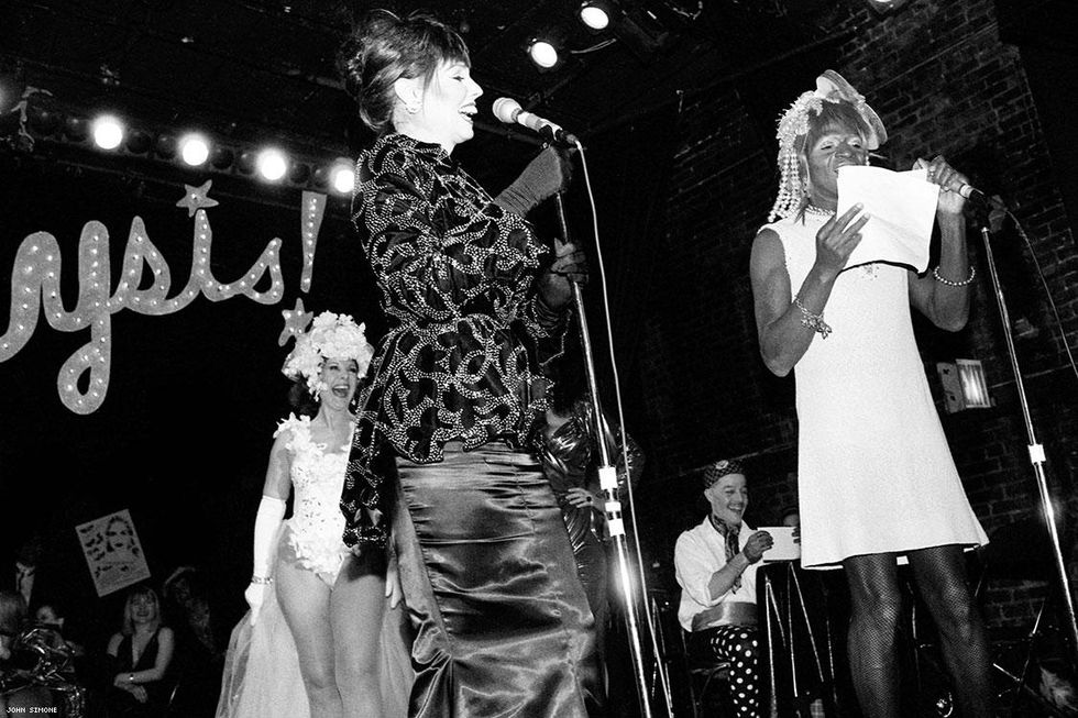 Chrysis at her last performance at LaMama ETC with Marsha P. Johnson, 1989.