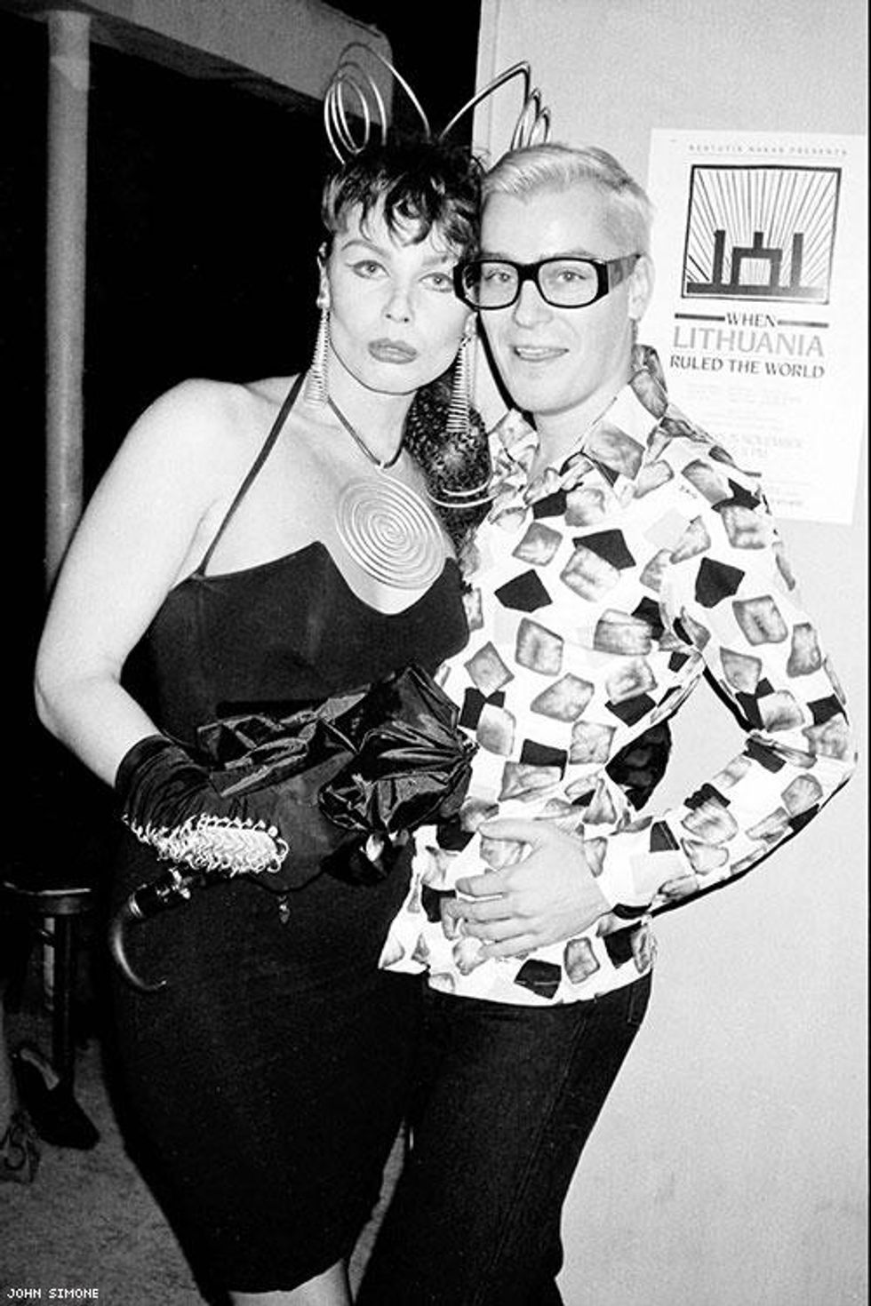 Chrysis with performance artist John Sex at the Tunnel Club, 1988.