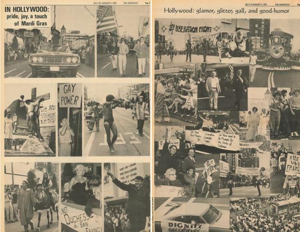 Clippings from The Advocate covering the parade