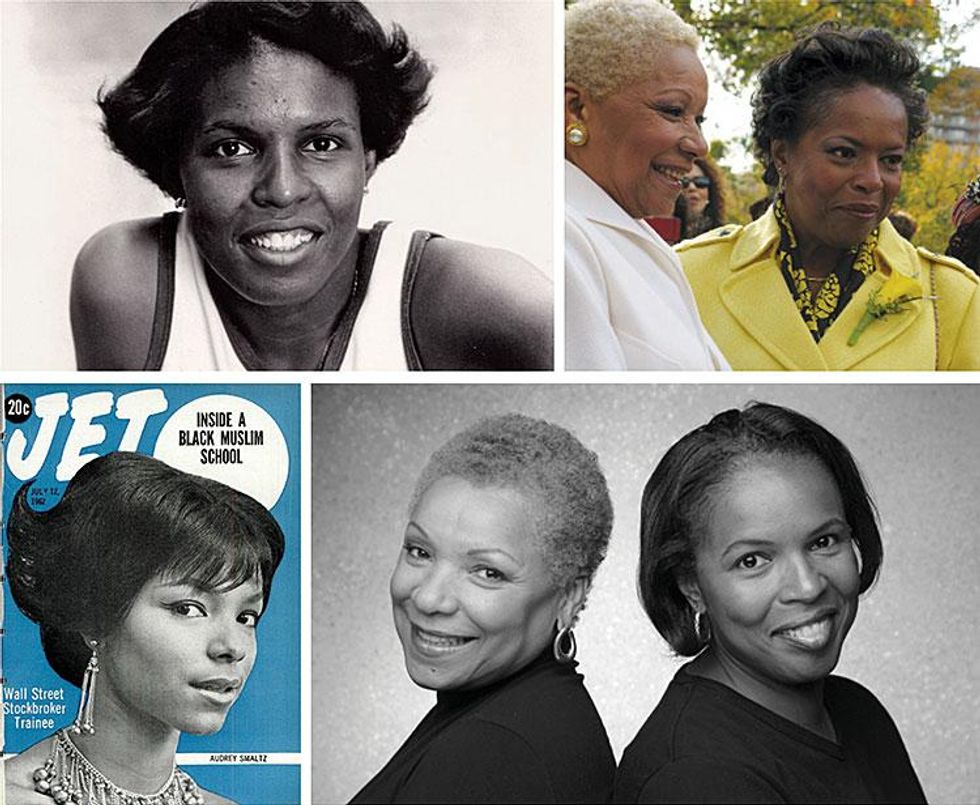 Clockwise from top left: Olympian Gail Marquis in 1980, their wedding, Audrey Smaltz on the cover of Jet in 1962 , Smaltz and Marquis