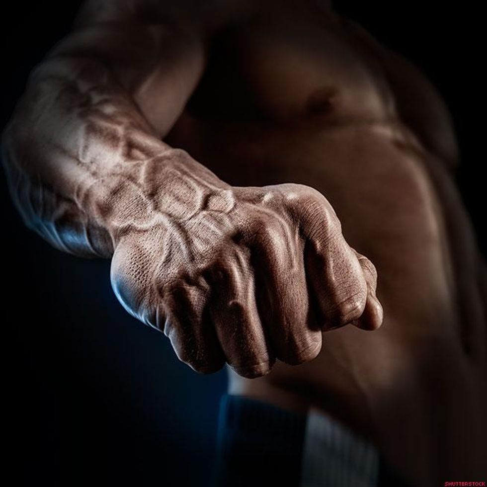 closeup of fist veins knuckles