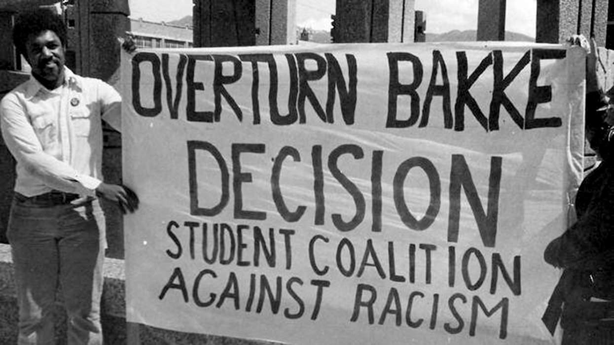 COLD CASE Gay Activist Anthony Adams demonstrating University of California v. Bakke Supreme Court case upheld affirmative action