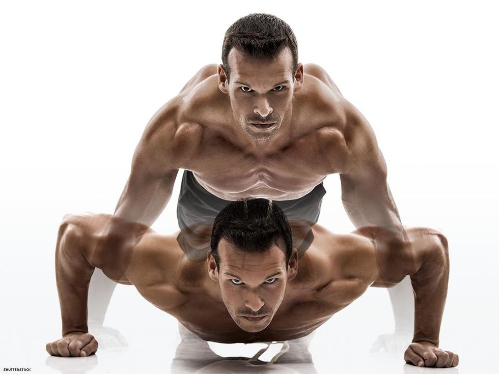 concept art of man doing a push up