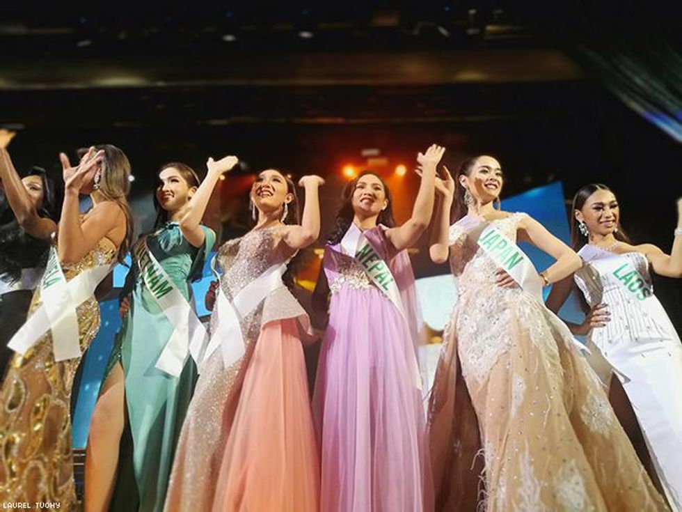 Contestants practice onstage