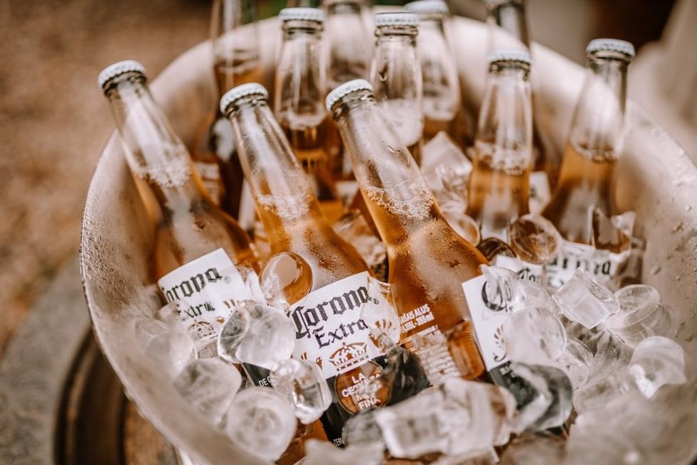 Corona beers in ice bucket