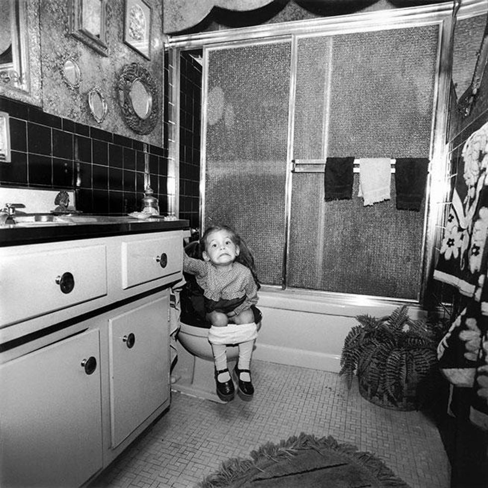 Cousin Jennifer Cash Wiener on the Throne, Rosh Hashanah, North Massapequa, NY, September 1975