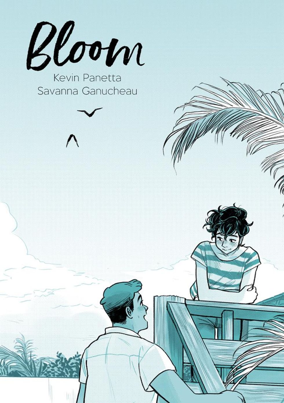 Cover of Bloom graphic novel featuring two young men on a beach