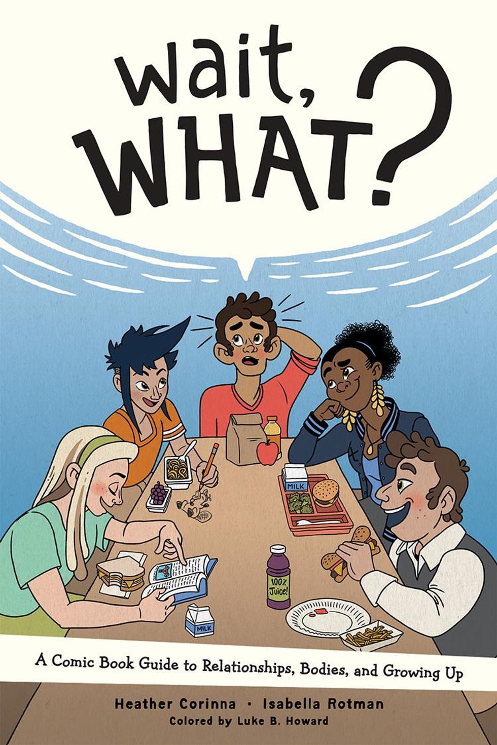 Cover of Wait, What? featuring a diverse group of teens
