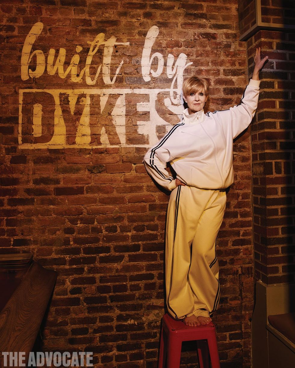 Cynthia Nixon poses inside famed queer bar Henrietta Hudson in NYC