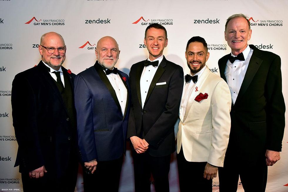 Dan England, SFGMC artistic director Tim Seelig, composer and nonoree Andrew Lippa, SFGMC executive director Chris Verdugo, Eddie Reynolds