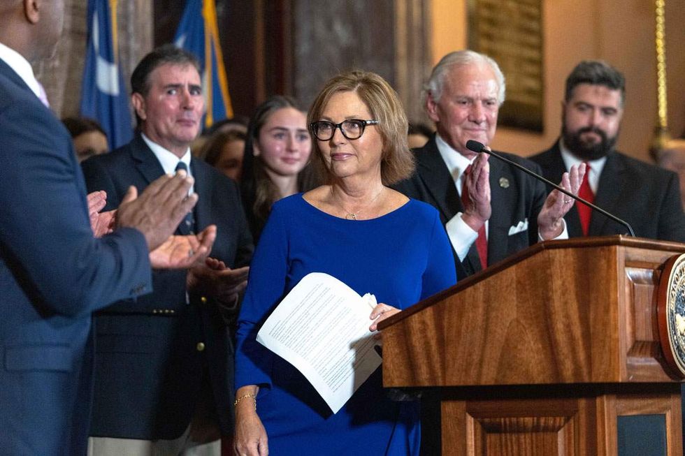 Darline Graham Nordone at the July 13 press conference announcing her appointment to Graham's Senate seat