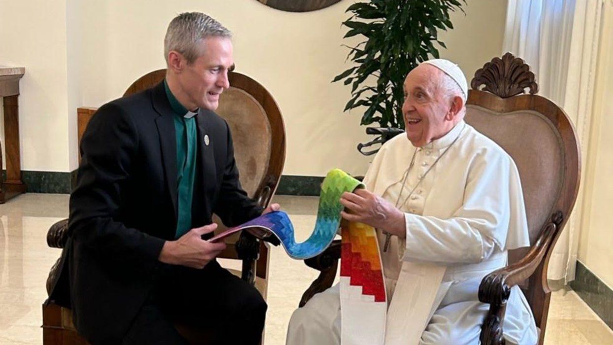 Deacon Ross Murray Vice President GLAAD Media Institute with Pope Francis