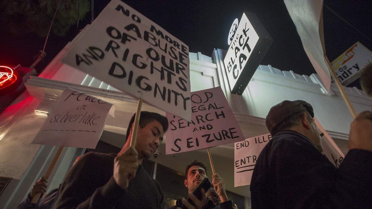Demonstrators at the Black Cat anniversary rally in 2017