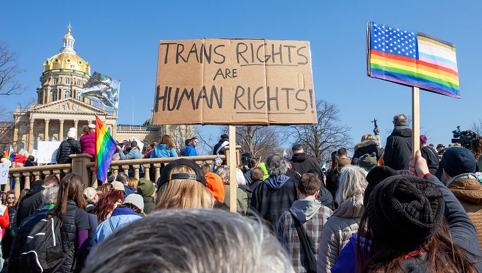 Des Moines Iowa USA MAR 2023 Sunday Rally to Resist 2000 people rallied outside the Iowa State Capitol