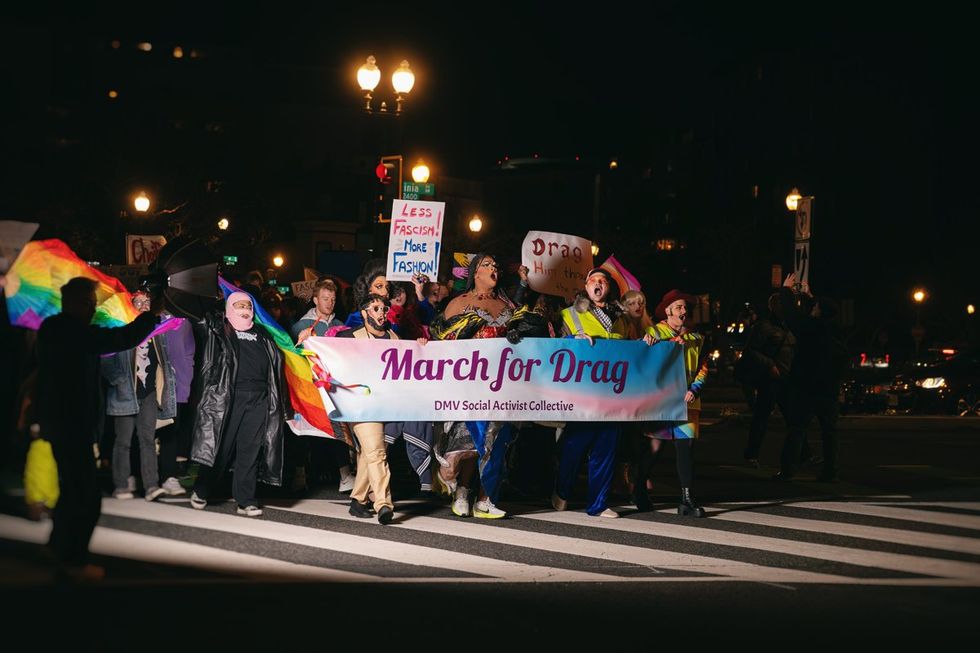 DMV Social Activist Collective and Qommittee organized a Rally & March for Drag at Washington, D.C. John F. Kennedy Center for the Performing Arts on March 8, 2025