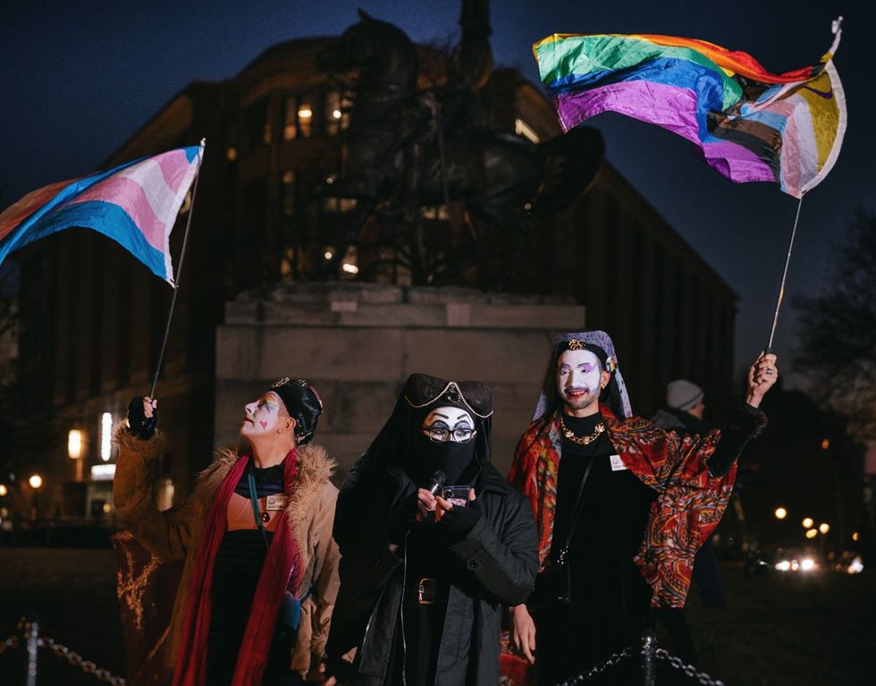 DMV Social Activist Collective and Qommittee organized a Rally & March for Drag at Washington, D.C. John F. Kennedy Center for the Performing Arts on March 8, 2025