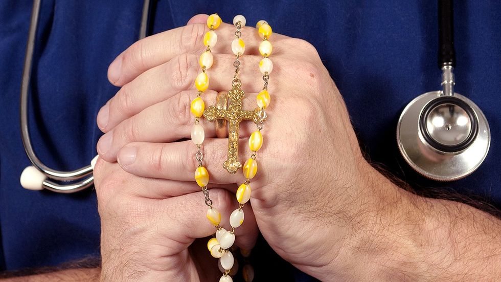 Doctor Scrubs Stethascope Holy Rosary Catholic Religious Prayer