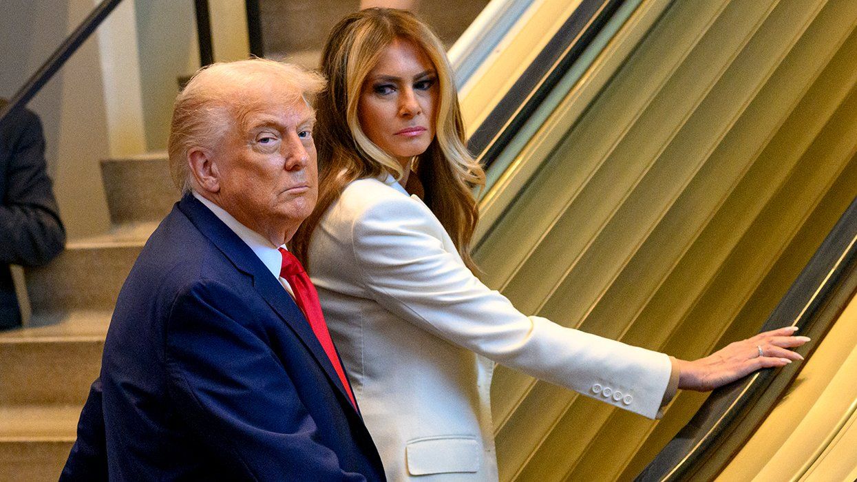 Donald Trump, and Melania, get stalled as they arrive for the 80th session of the UN General Assembly September 2025 in New York City