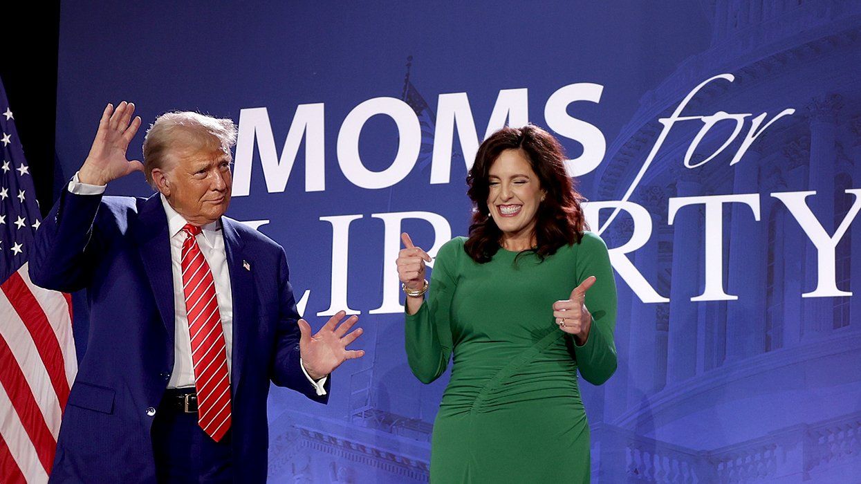 Donald Trump dances on stage with Cofounder of Moms for Liberty Tiffany Justice