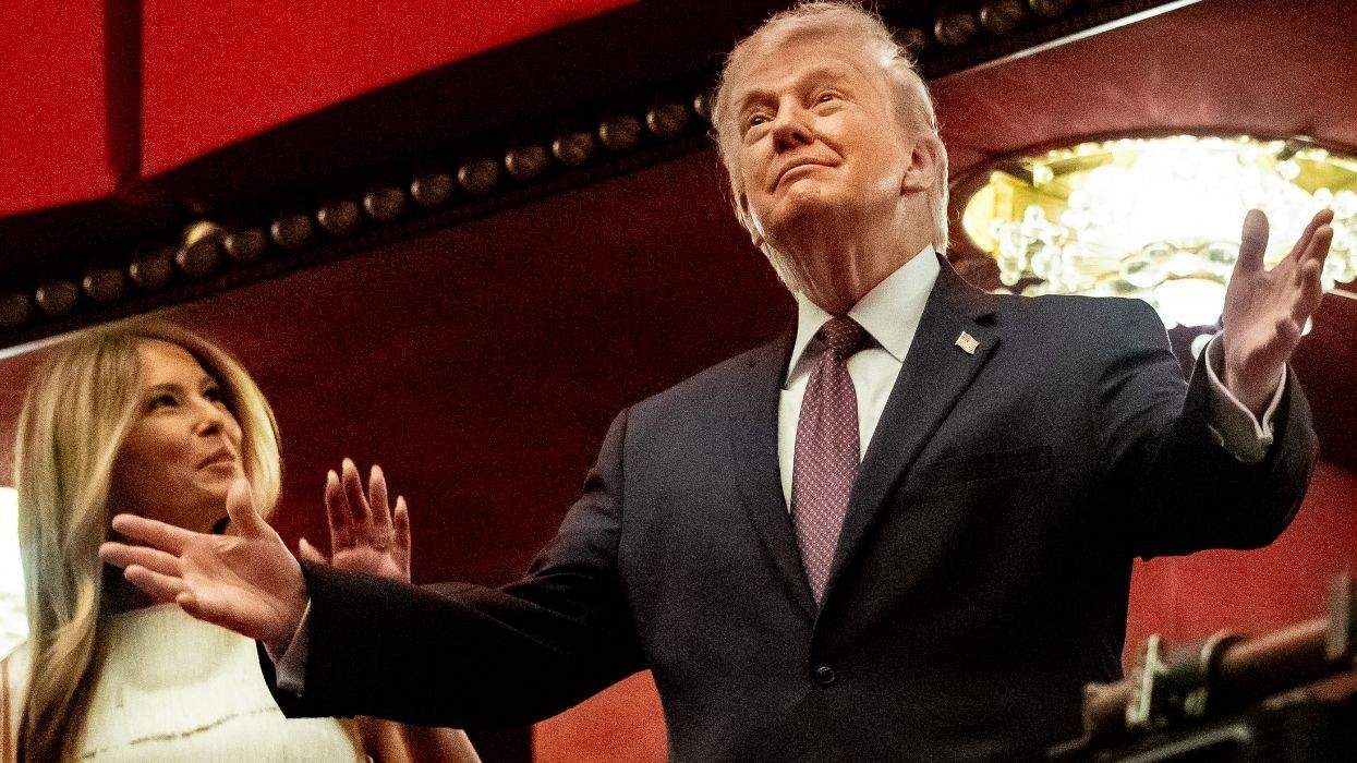 donald trump in the president's box at the kennedy center with his wife Melania.