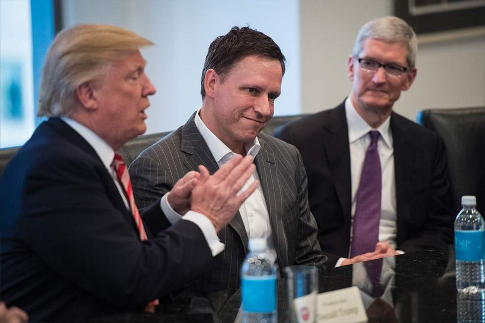 Donald Trump meeting with Peter Thiel and Tim Cook