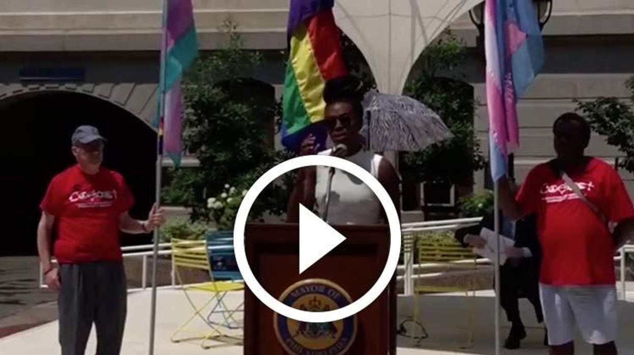 Dozens of Supporters Rally in Philadelphia to Honor Transgender Service Members