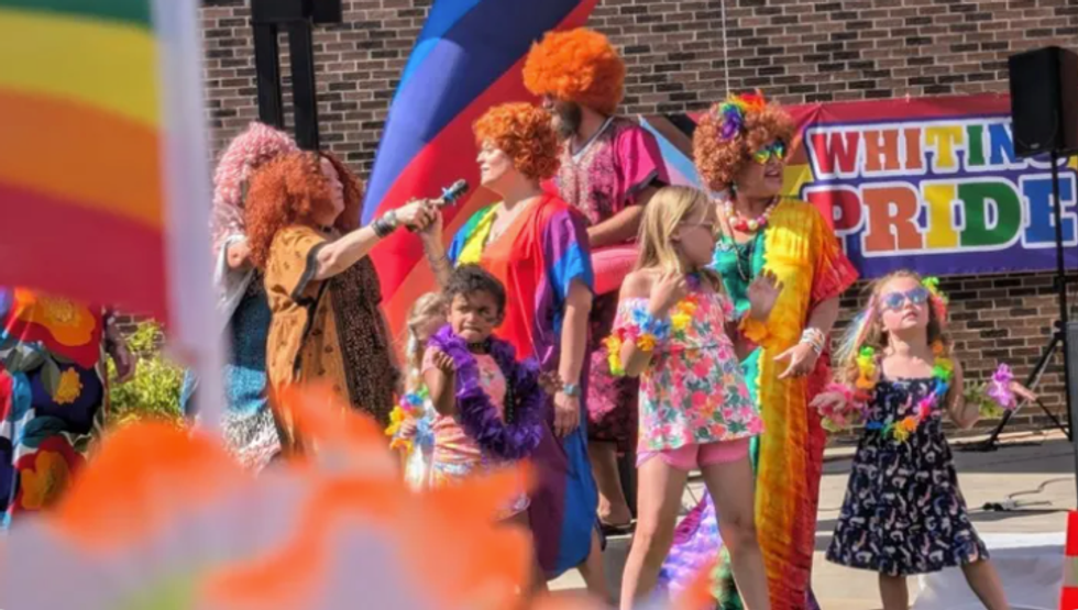 Drag artists and kids dance at Whiting Pride 2024