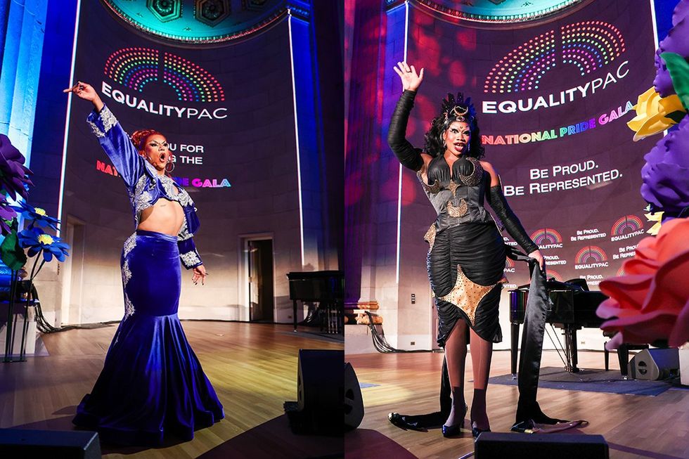 Drag performers onstage at the Equality PAC Gala Washington DC June 2025