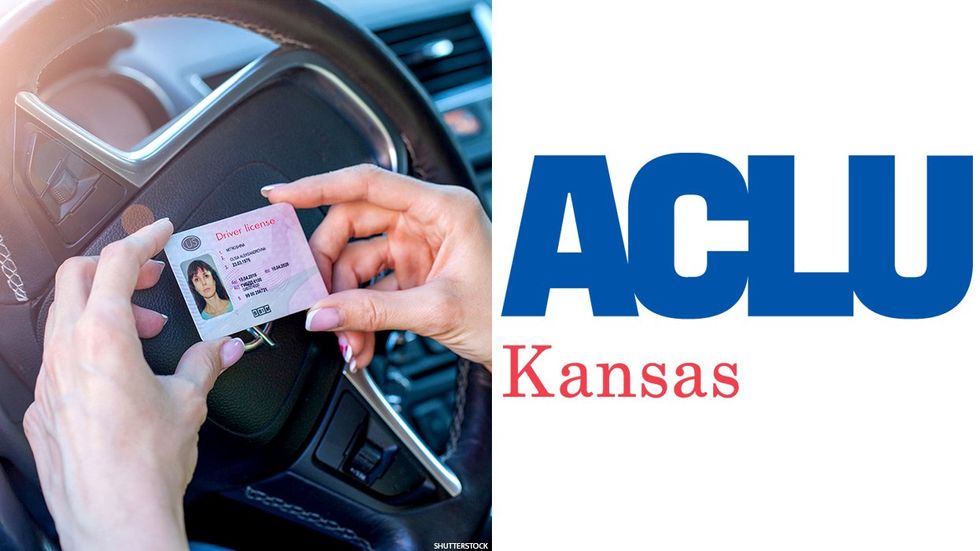 Driver's license and ACLU Kansas logo
