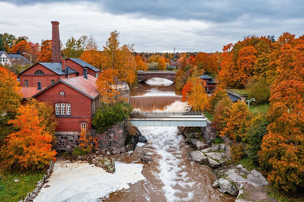 Drone view of autumn in Helsinki, Finland