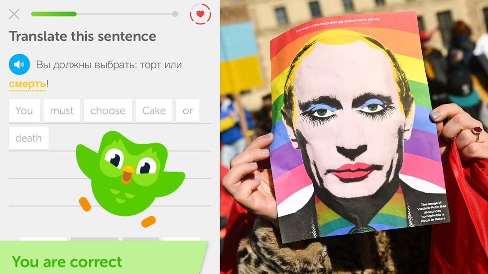 Duolingo Russia Lesson Rainbow Gay Putin Propaganda Protest