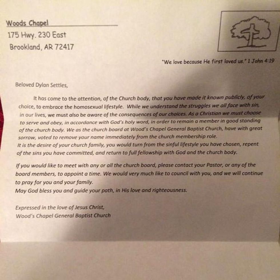 Dylan Settles letter