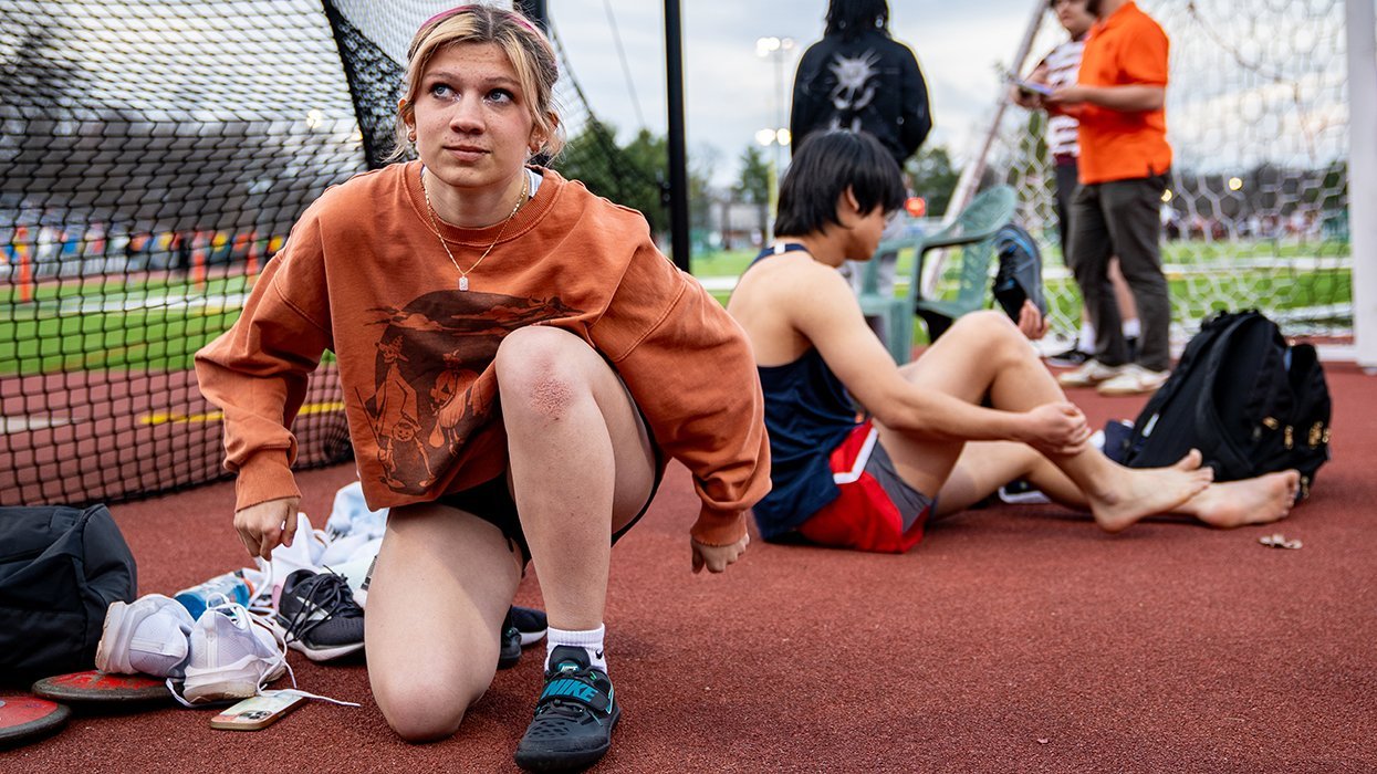 Eliza Munshi before high school track meet Falls Church Virginia March 2025