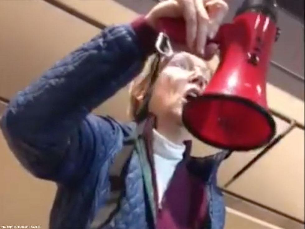 Elizabeth Warren at Logan International Airport