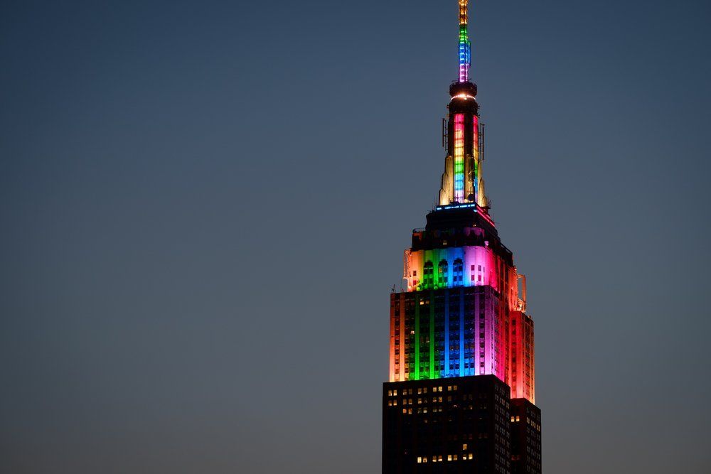 Empire State Building in rainbow colors