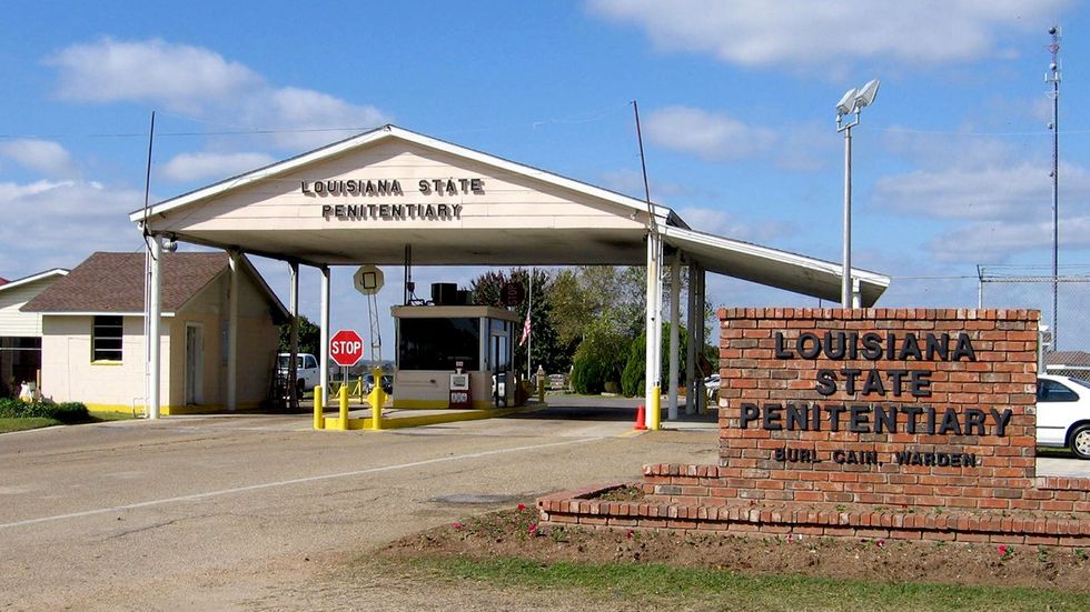 entrance Louisiana State Penitentiary aka Angola nicknamed Alcatraz of the South Angola Plantation The Farm guard house controls compound entry as seen in 2009