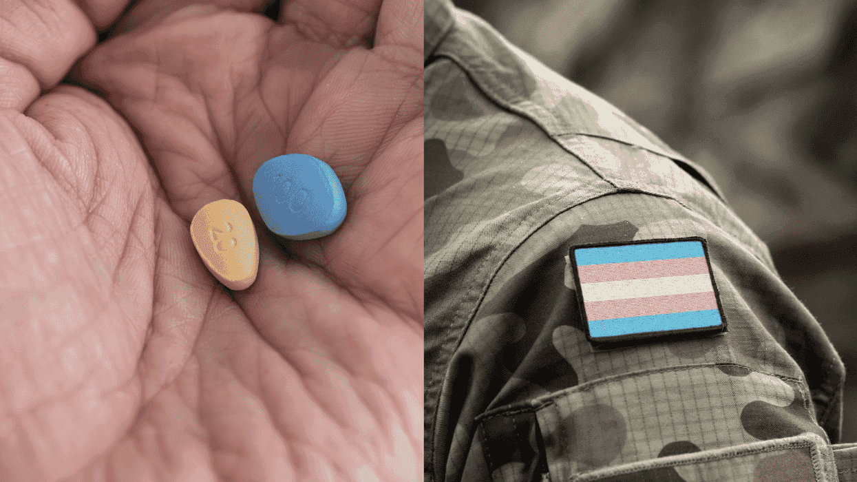erectile dysfunction drugs and transgender patch on a military uniform